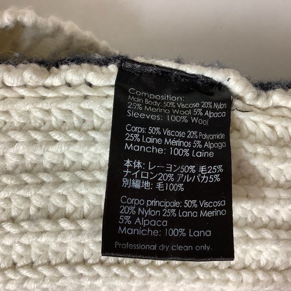 3.1 Phillip Lim Black White Colorblock Cable Knit Wool & Alpaca Chunky Sweater L - Picture 7 of 7